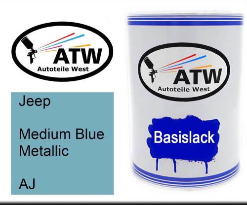 Jeep, Medium Blue Metallic, AJ: 500ml Lackdose, von ATW Autoteile West.